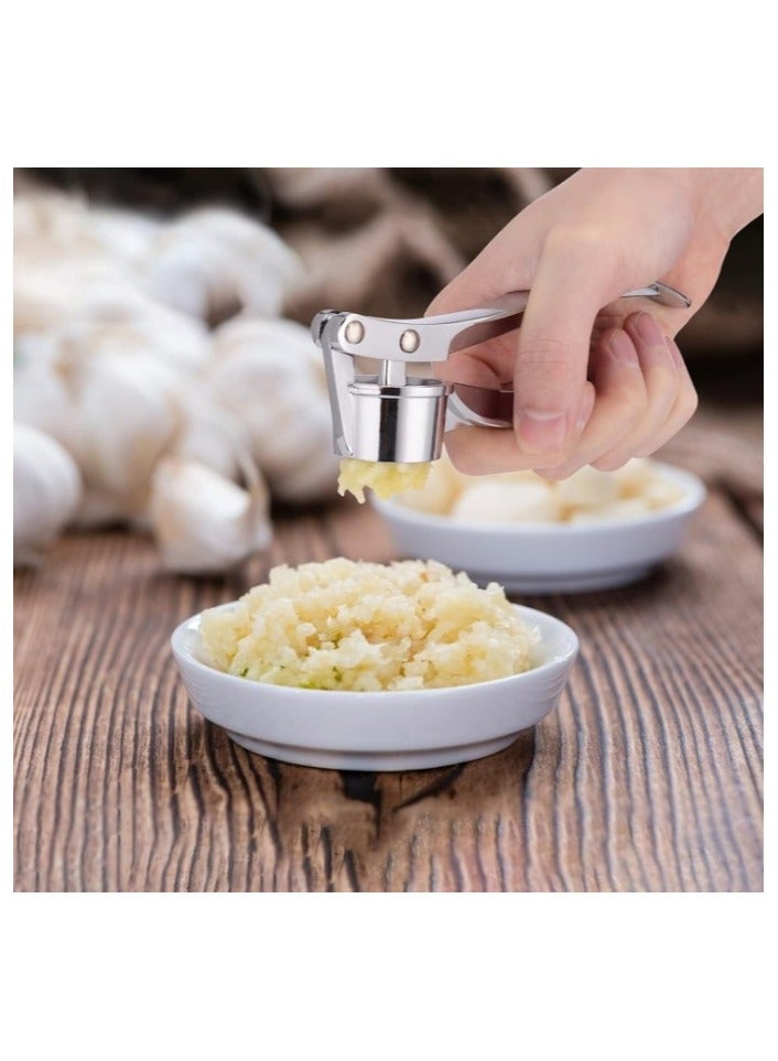 هراسة ثوم يدوية صغيرة من الستانلس ستيل - هراسة توم يدوي احترافية للمطبخ متعددة الاستخدامات - مفرمة ثوم وزنجبيل وعصارة مقشرة شديدة التحمل - هرس وتقطيع الثوم والزنجبيل وتكسير الجوز - سهلة الاستخدام والتنظيف، متينة للمكسرات والبذور في المطاعم والمطابخ - Image 3