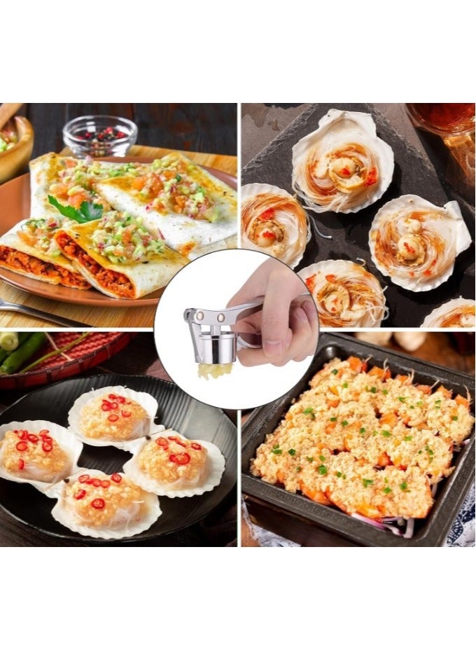 هراسة ثوم يدوية صغيرة من الستانلس ستيل - هراسة توم يدوي احترافية للمطبخ متعددة الاستخدامات - مفرمة ثوم وزنجبيل وعصارة مقشرة شديدة التحمل - هرس وتقطيع الثوم والزنجبيل وتكسير الجوز - سهلة الاستخدام والتنظيف، متينة للمكسرات والبذور في المطاعم والمطابخ - Image 5