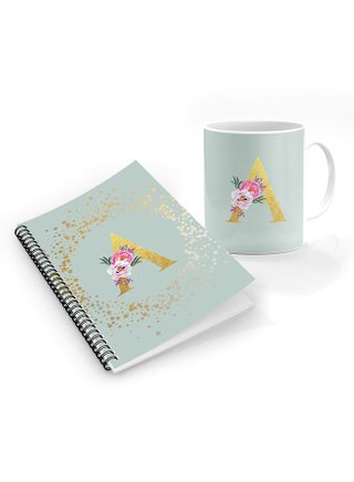 Custom Monogram Initial Letter Floral Pattern Alphabet - A  ( Light Green )