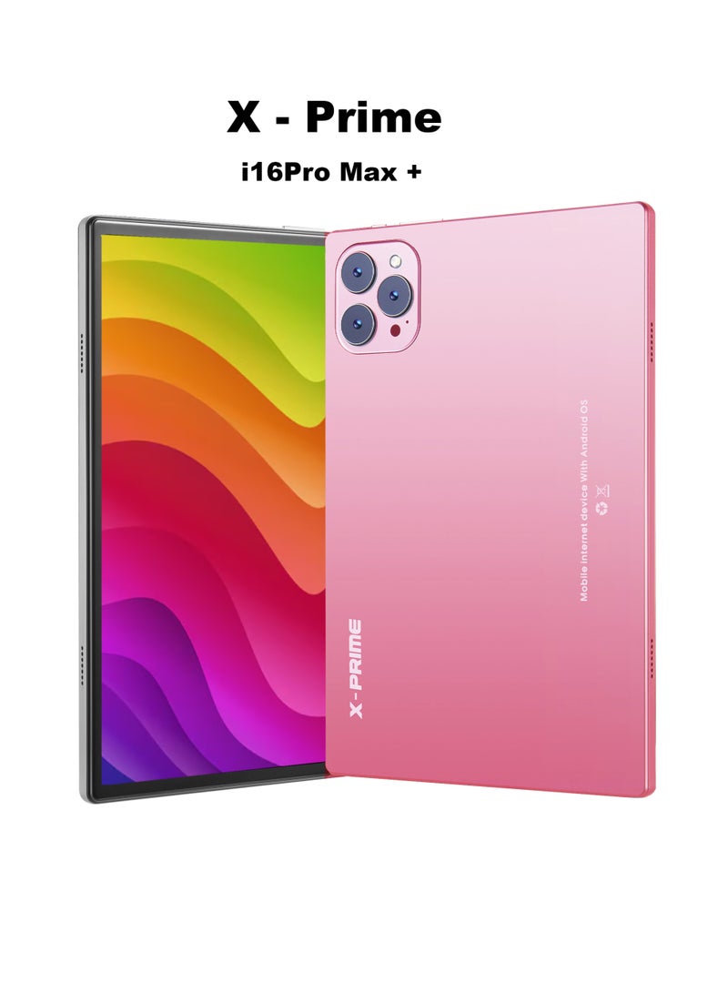 X - Prime i16 Pro Max+ 10.1" Large Screen Android Slim Smart Tablet PC with Keyboard and Stylus 16GB RAM 1TB ROM Dual SIM 5G Network Wi-Fi Tablet Dual Camera Octa-Core Tab Pink - Image 2