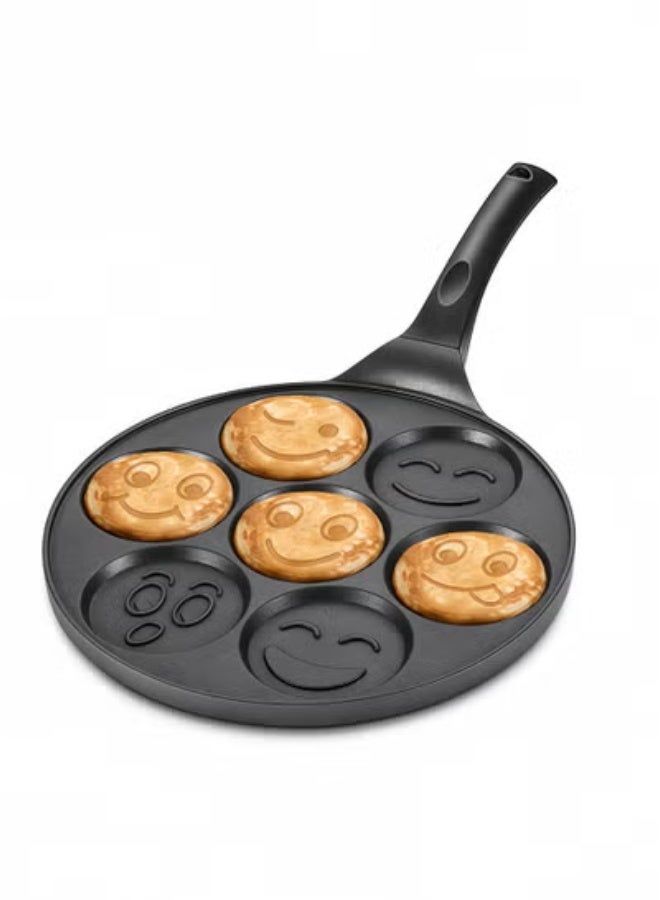 Peachjoy Nonstick Kids Pancake Pan with 7 Smiling Face Molds, PFOA-Free Mini Crepe Maker for Healthy Breakfast, Family-Friendly and Easy Clean Design - Image 1