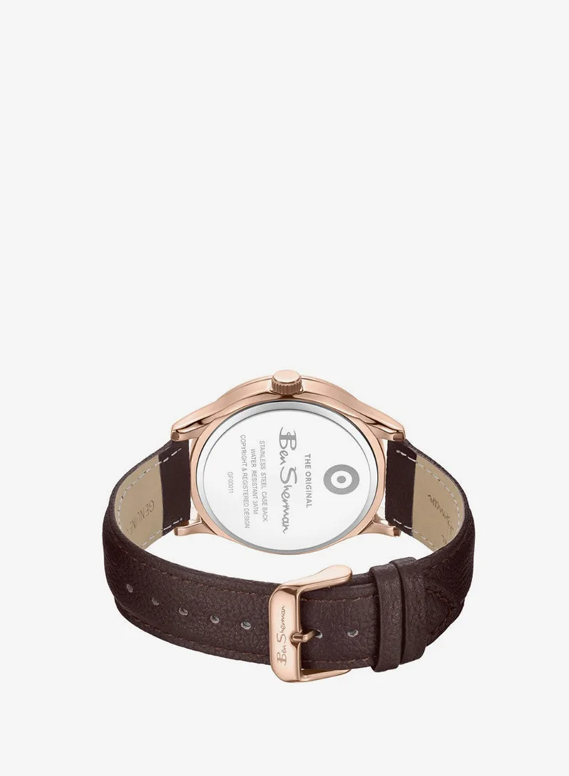 Ben Sherman Blue St Albans Blue Dial Brown Genuine Leather Strap Multifunction Watch for Men, 43.5mm for Men | Best Price UAE