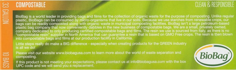 BioBag Compostable Lawn & Leaf Yard Waste Bags, 33 Gallon, 10 Count (Pack of 2) - Image 2