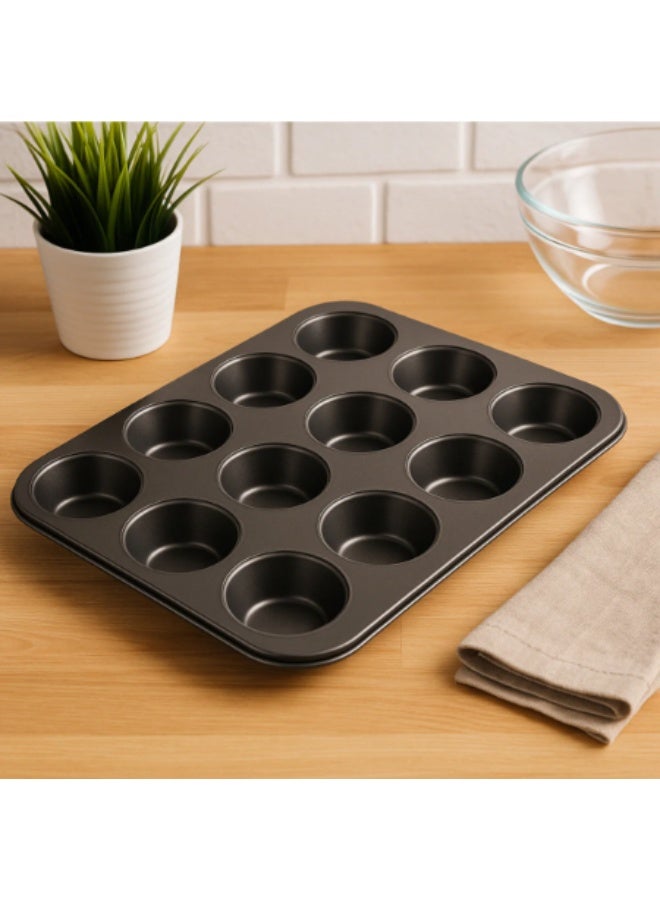 Roomlyne Black 12-Piece Muffin Cake Mold 26x 38 Cm
