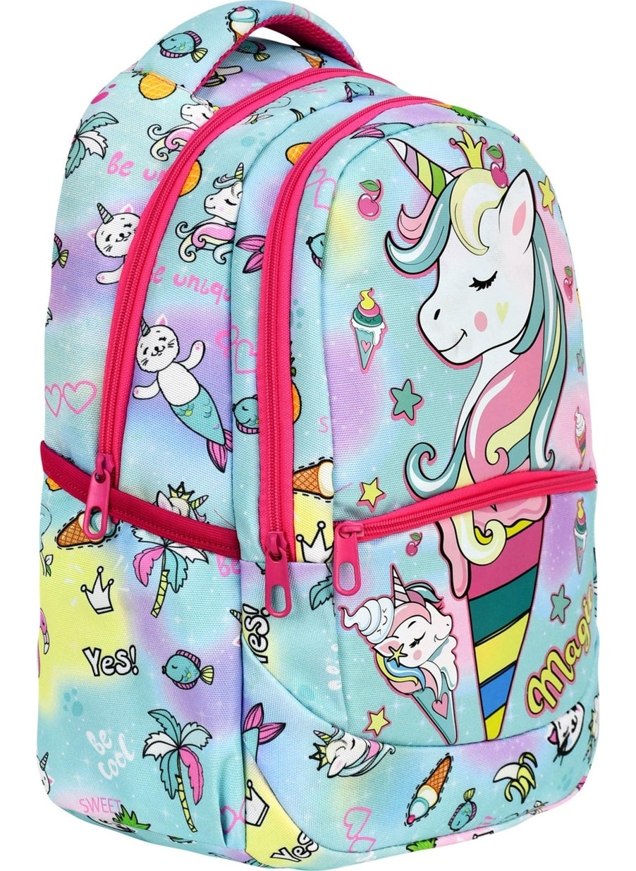 Çantaland Primary School Unicorn Patterned Girls Primary School Bag + Lunch Box  - Image 3