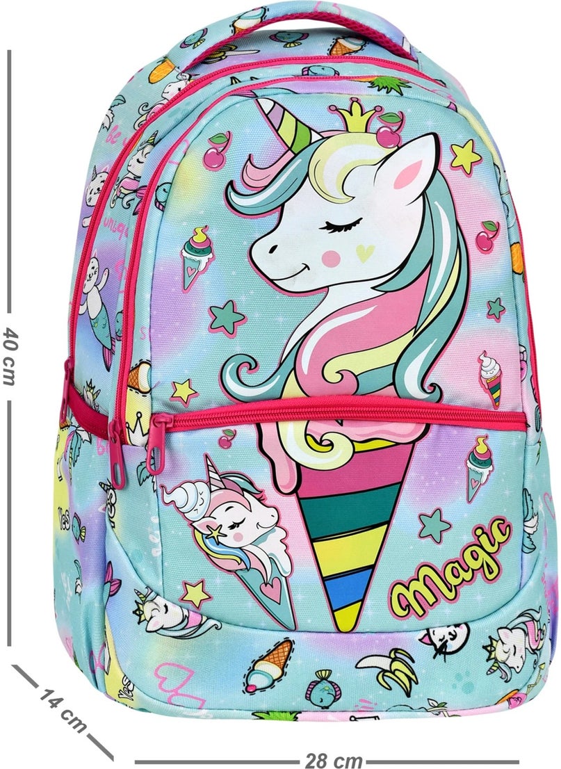 Çantaland Primary School Unicorn Patterned Girls Primary School Bag + Lunch Box  - Image 2
