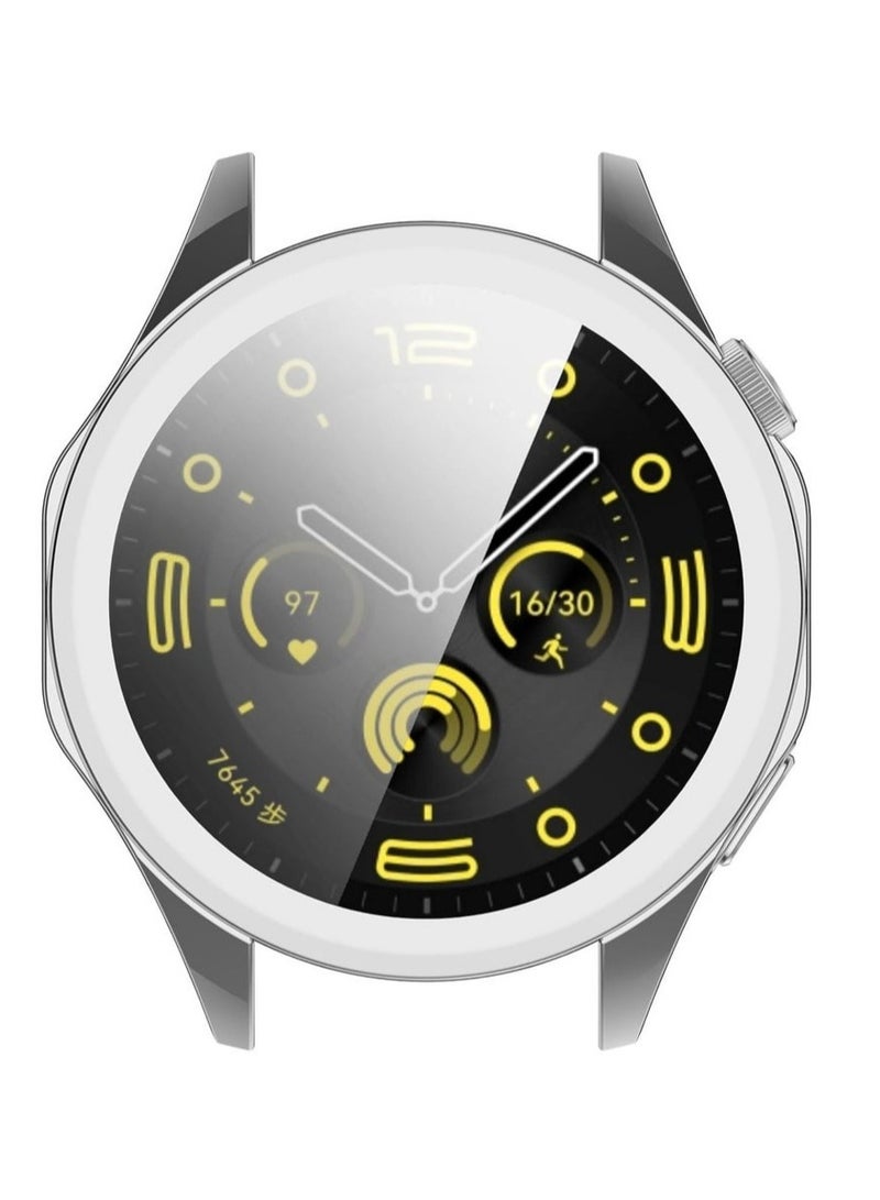 Cover Case with No Screen Protector Compatible with Huawei Watch GT 5 Pro 46MM, PC and Real Glass Protective Case Cover Compatible with Huawei Watch GT5 Pro 46MM (Silver) - Image 1