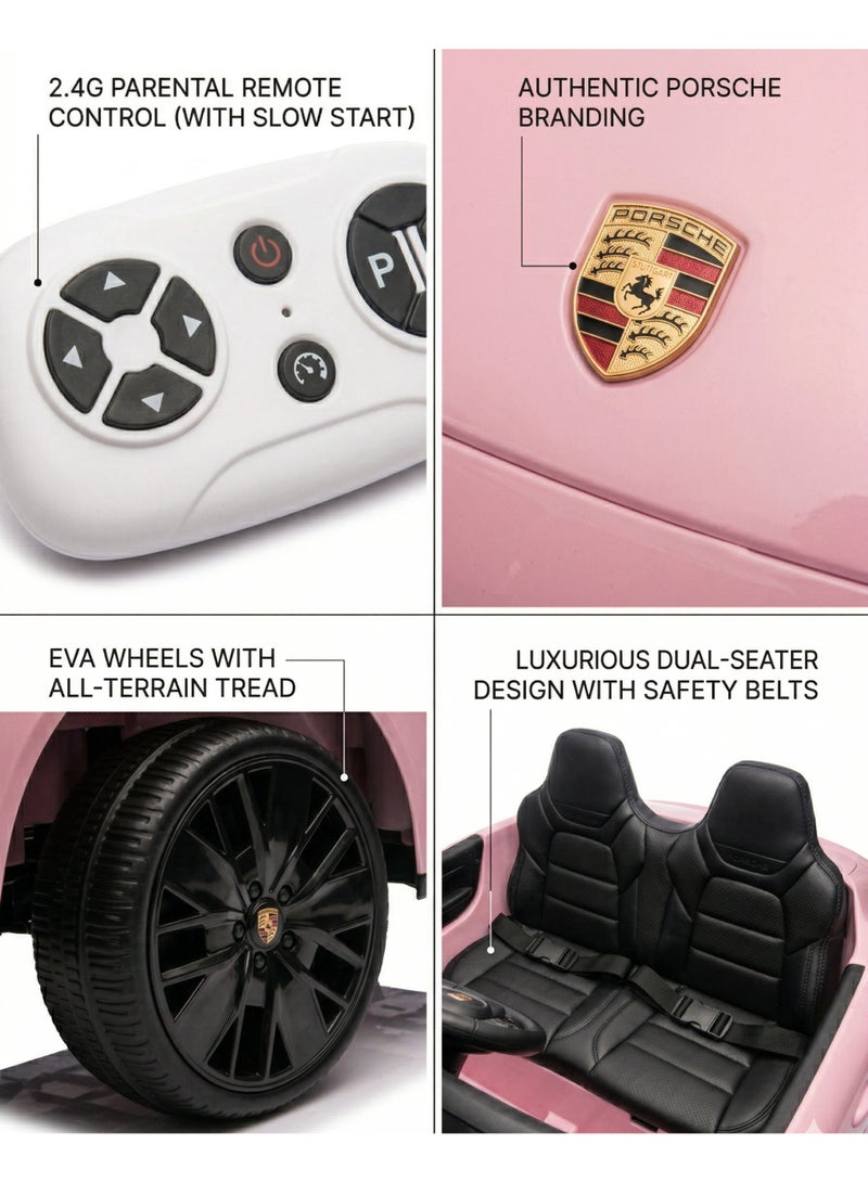 بورشه Porsche Macan Kids Officially Licensed Ride-On Car with 2.4G Remote Control, Bluetooth, LED Lights, and Premium Leather Seat LB-660EL (M2) - PINK - Image 5