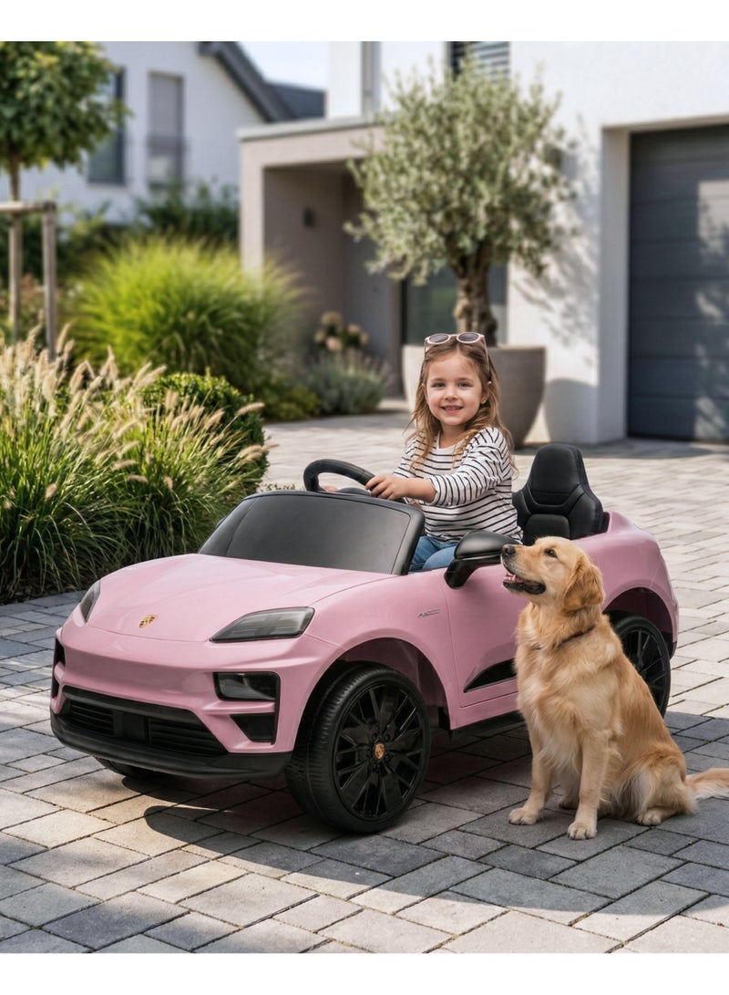 بورشه Porsche Macan Kids Officially Licensed Ride-On Car with 2.4G Remote Control, Bluetooth, LED Lights, and Premium Leather Seat LB-660EL (M2) - PINK - Image 2