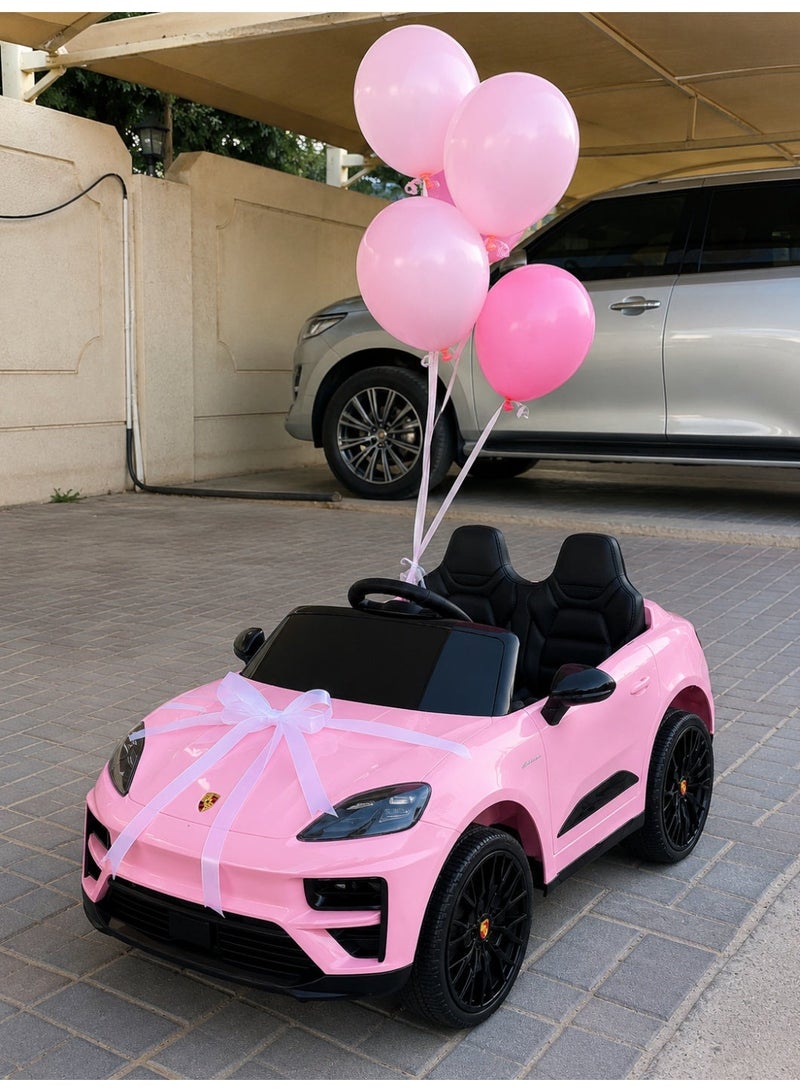 Porsche Macan Kids Officially Licensed Ride-On Car with 2.4G Remote Control, Bluetooth, LED Lights, and Premium Leather Seat LB-660EL (M2) - PINK - Image 2