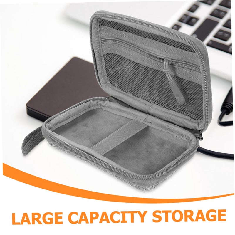 Portable Hard Drive Storage Bag With Zipper Organizer Case For Travel Accessories Grey - Image 5