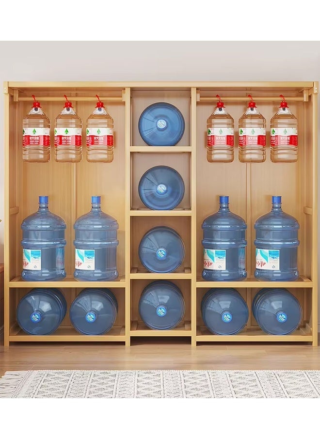 كلناميان خزانة ملابس منزلية فاخرة برفوف متعددة، لون بني فاتح، مع رفين، 160*42*162 سم - Image 4