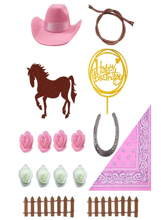 DiDida Cowgirl Cake Topper Horse Pink Western Theme Party Favors Supplies - Image 3