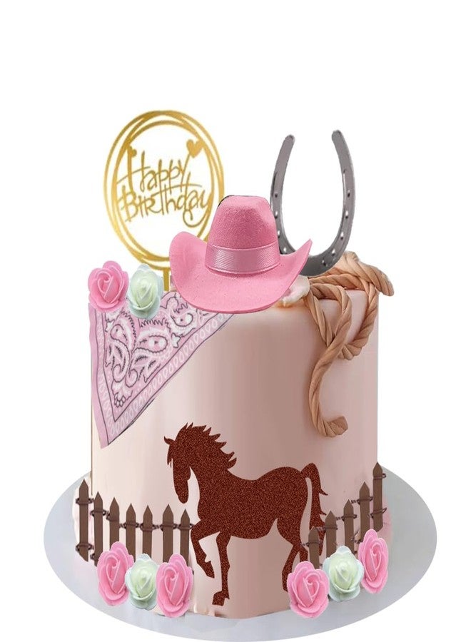 DiDida Cowgirl Cake Topper Horse Pink Western Theme Party Favors Supplies - Image 2