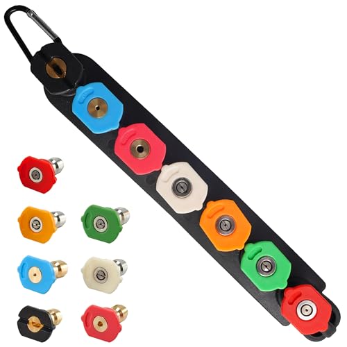 Hourleey Pressure Washer Tips, Pressure Washer Nozzle Tip with Holder, 7 Nozzle Tips, 1/4 Inch Quick Connect, 4000 PSI - Image 1