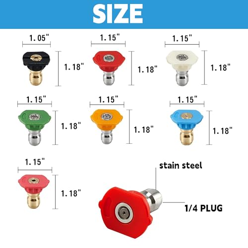 Hourleey Pressure Washer Tips, Pressure Washer Nozzle Tip with Holder, 7 Nozzle Tips, 1/4 Inch Quick Connect, 4000 PSI - Image 3