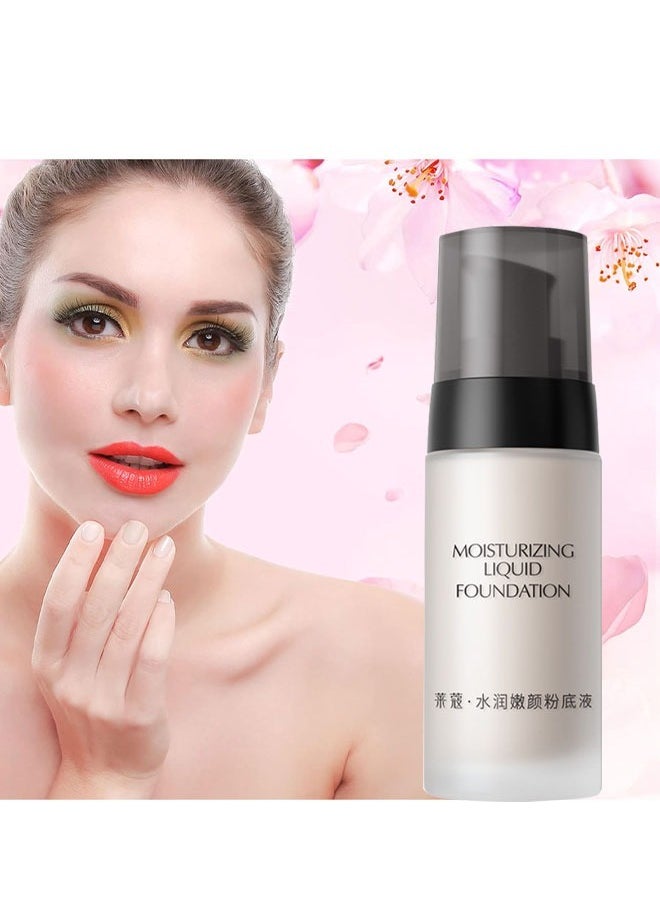 Laikou - Full Coverage Liquid Foundation  Smoothing Makeup Base Concealer Foundation Matte Wear Concealer Sun Block Cream Minimizes Pores  Hides Wrinkles   Advanced Real Moisture Foundation Natural Beige - Image 1