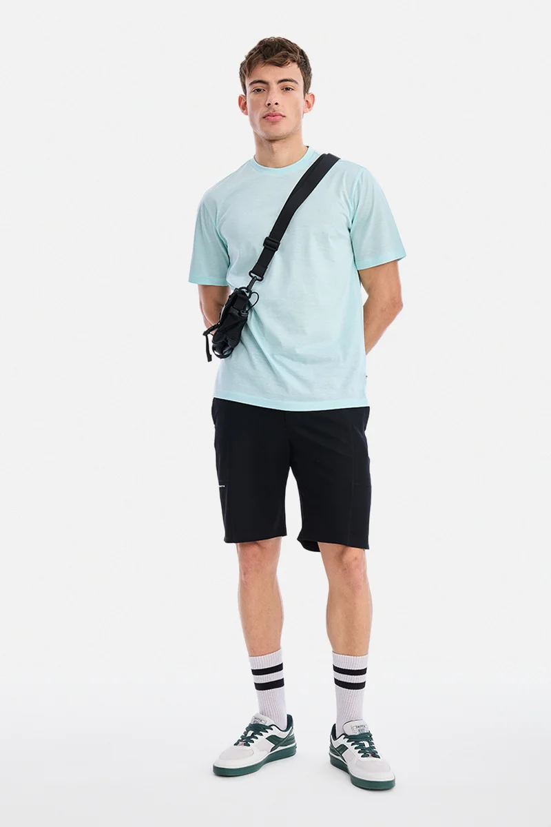 سنيتش Mint Solid Half Sleeve Regular Fit Casual Luxe T-Shirt