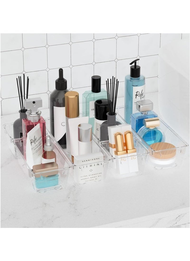 Generic 6-Piece Acrylic Drawer Organizer Set - Clear Bins for Storing Cosmetics, Office Supplies, Kitchen Tools, and More | Stackable, Helpful, and Non-Slip Drawer Organizer  - Image 2