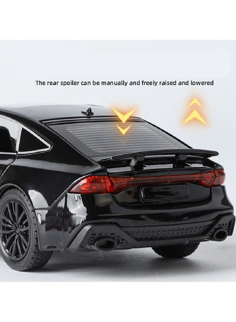 1:32 Alloy Die-cast vehicle Car Model , With Light/Sound  Retractable Spoiler Pull-Back Toy , Model Car for Kids Boy Girl Gift ,Collectible Display , Black , 15.5 cm*6.5 cm*4.5 cm - Image 4