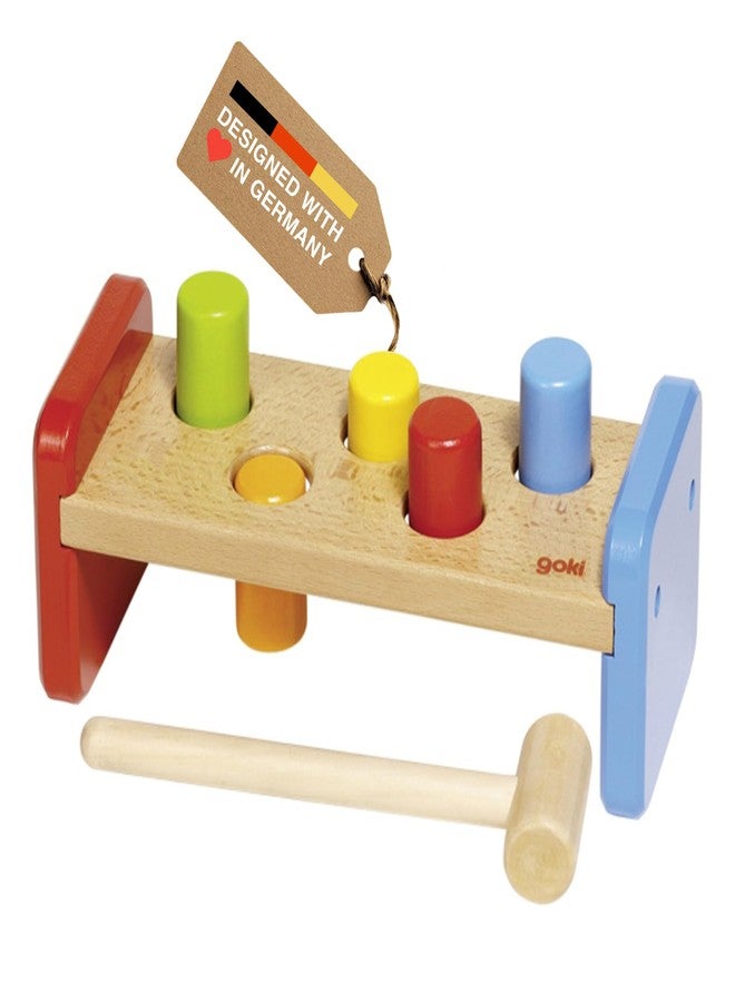 Goki Wooden Pound-A-Peg Toy with Hammer | Classic Pounding Bench for 2 Year Olds | Preschool Learning & Montessori Activity Set - Durable Educational Birthday Gift for Toddlers - Image 1