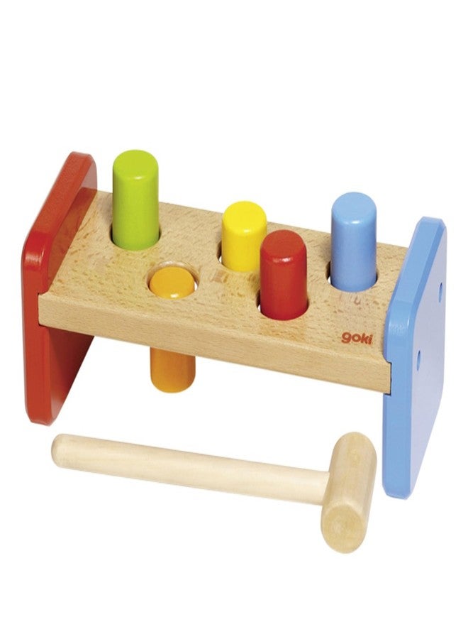 Goki Wooden Pound-A-Peg Toy with Hammer | Classic Pounding Bench for 2 Year Olds | Preschool Learning & Montessori Activity Set - Durable Educational Birthday Gift for Toddlers - Image 4