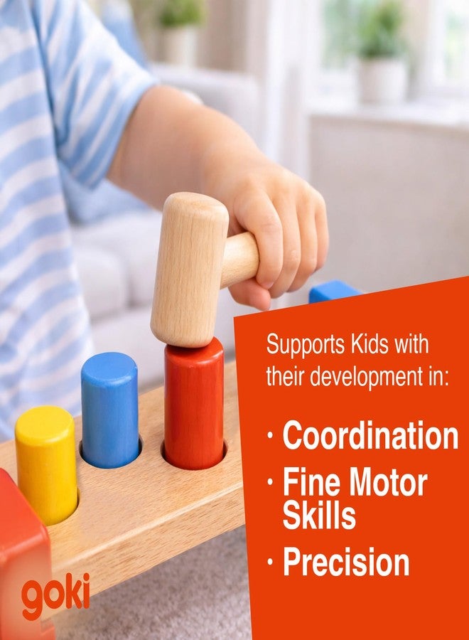 Goki Wooden Pound-A-Peg Toy with Hammer | Classic Pounding Bench for 2 Year Olds | Preschool Learning & Montessori Activity Set - Durable Educational Birthday Gift for Toddlers - Image 3