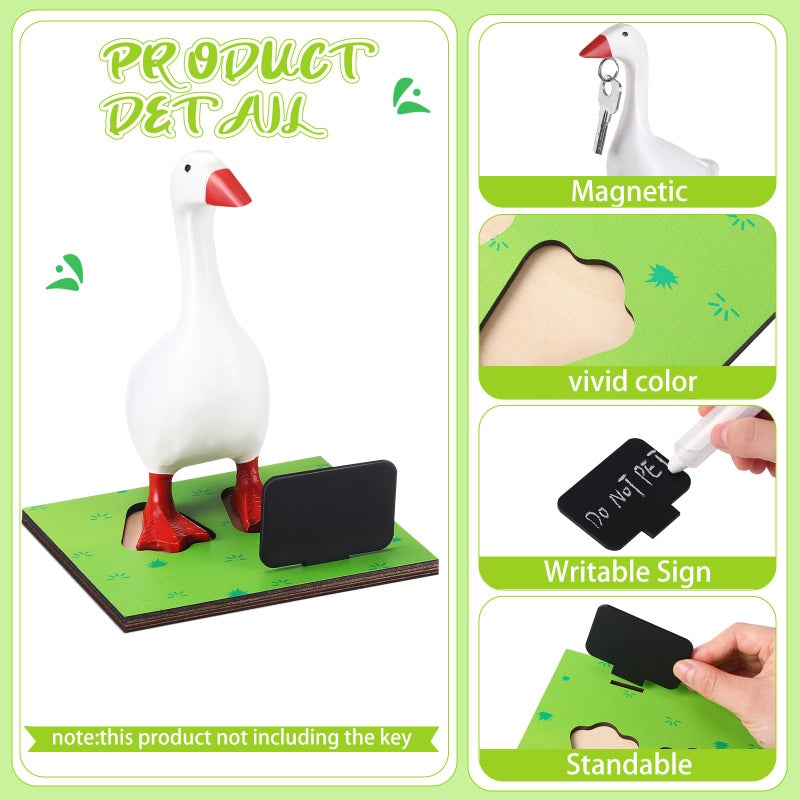 Relaxweex Magnetic Goose Key Holder Cute Statue Resin Goose Statue with Wooden Base Writable Sign Chalk for New Apartment Housewarming Gift Office Table Desk Home Decor (Holiday,10 Pcs) - Image 3