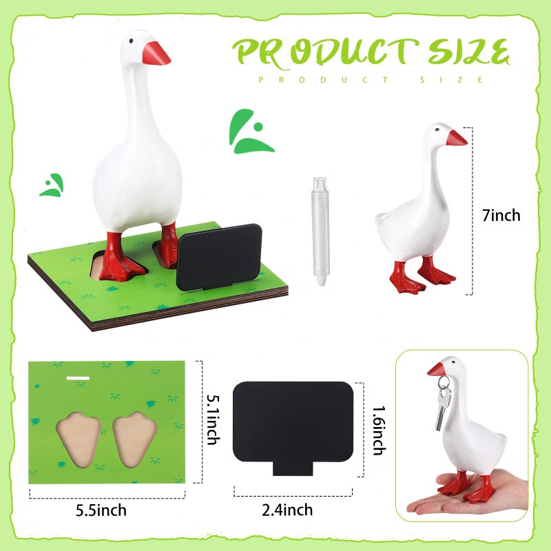 Relaxweex Magnetic Goose Key Holder Cute Statue Resin Goose Statue with Wooden Base Writable Sign Chalk for New Apartment Housewarming Gift Office Table Desk Home Decor (Holiday,10 Pcs) - Image 2