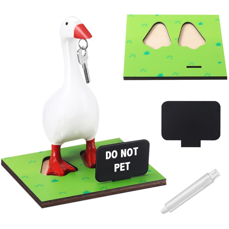 Relaxweex Magnetic Goose Key Holder Cute Statue Resin Goose Statue with Wooden Base Writable Sign Chalk for New Apartment Housewarming Gift Office Table Desk Home Decor (Holiday,10 Pcs) - Image 1