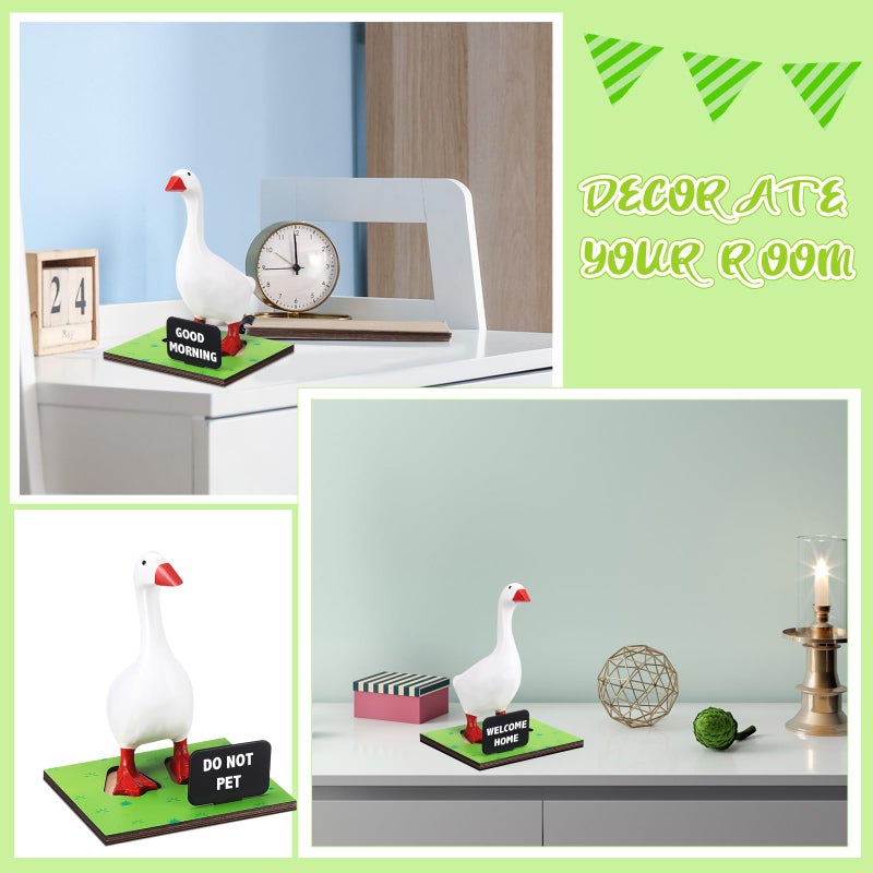 Relaxweex Magnetic Goose Key Holder Cute Statue Resin Goose Statue with Wooden Base Writable Sign Chalk for New Apartment Housewarming Gift Office Table Desk Home Decor (Holiday,10 Pcs) - Image 5