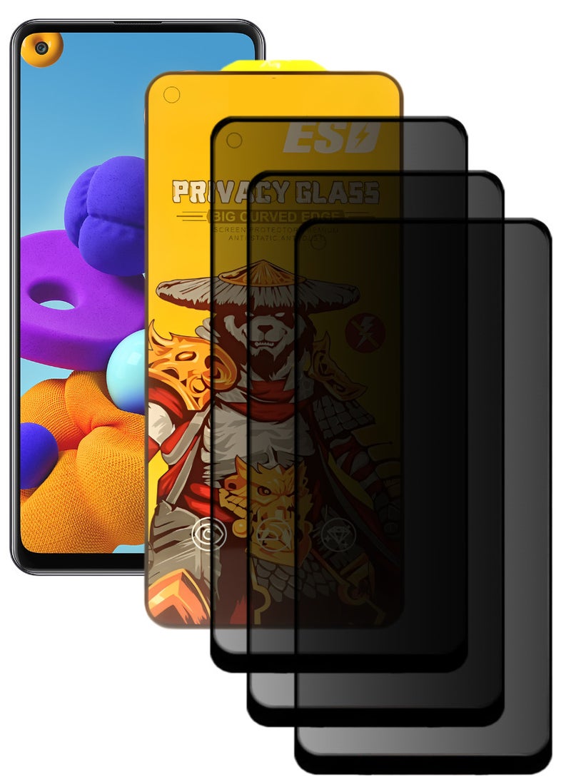 ESD 3 Pieces Tempered Dustproof Privacy Glass Screen Protector Compatible For Samsung Galaxy A21s - Image 1