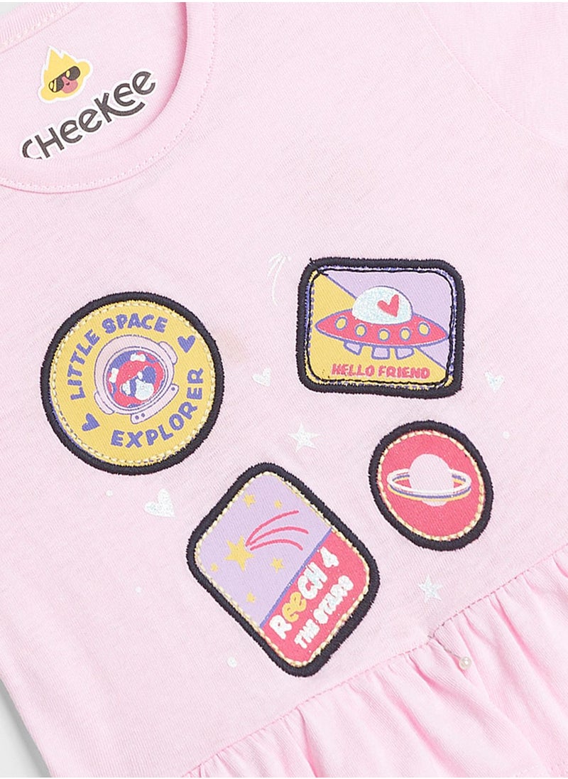 Cheekee Munkee - Kids Graphic Peplum T-Shirt - Image 1