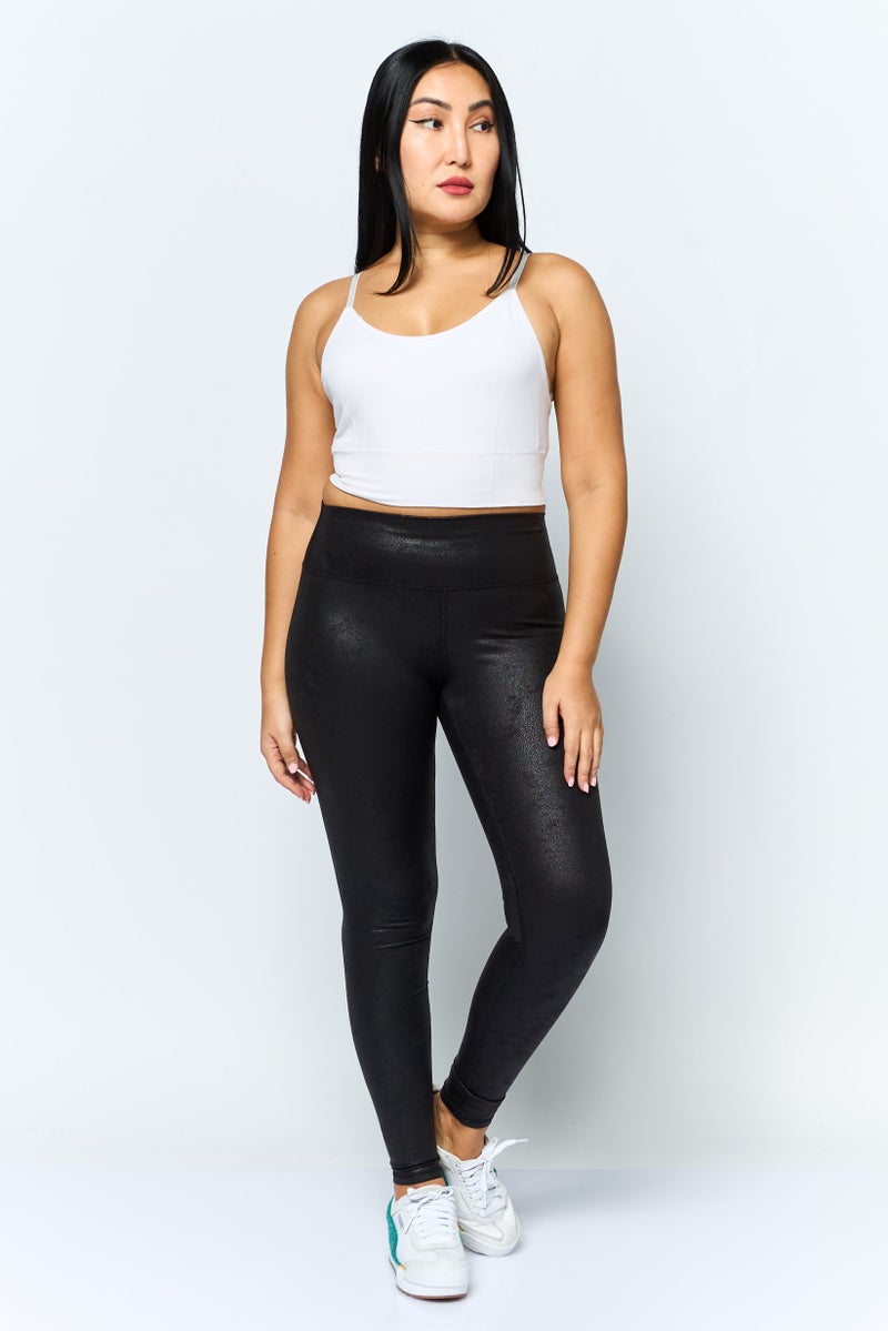 DEX Women Metallic Leggings, Black - Image 4