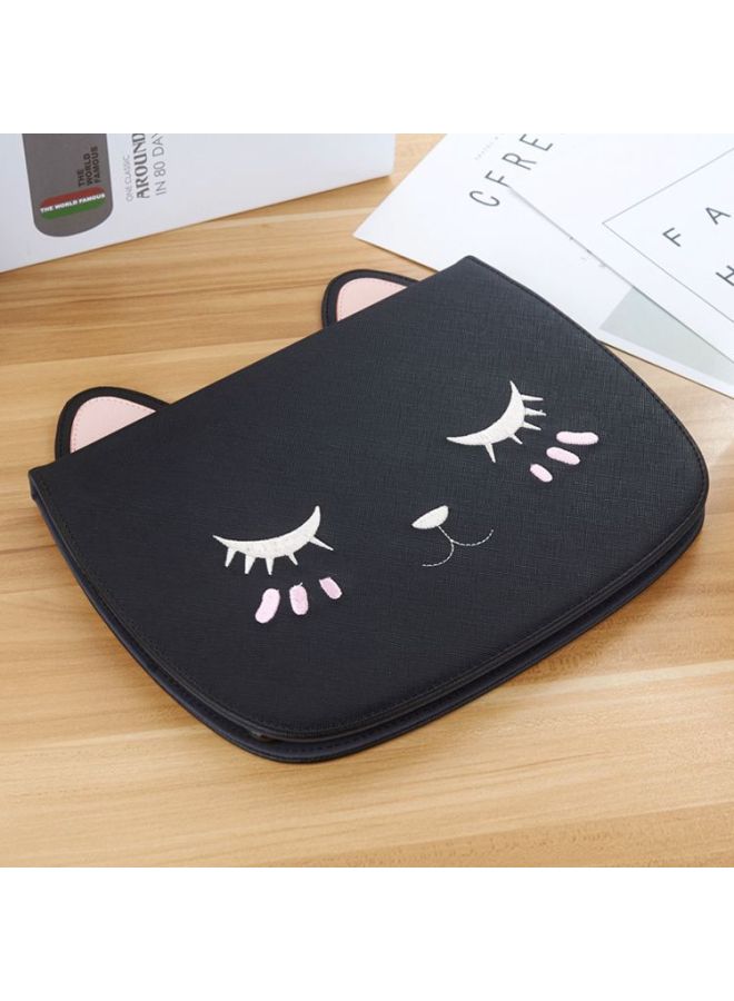 Applicable To 2020 10.2-inch IPadmini6 Leather Case Cartoon Protective Cover Cat Face 2018 Ipadair2-Color:Black-Applicable Model:2020/2019(10.2 Inches) - Image 5