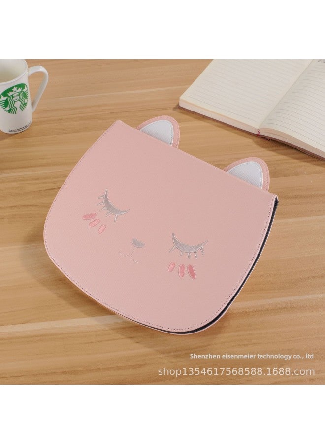 Applicable To 2020 10.2-inch IPadmini6 Leather Case Cartoon Protective Cover Cat Face 2018 Ipadair2-Color:Black-Applicable Model:2020/2019(10.2 Inches) - Image 3