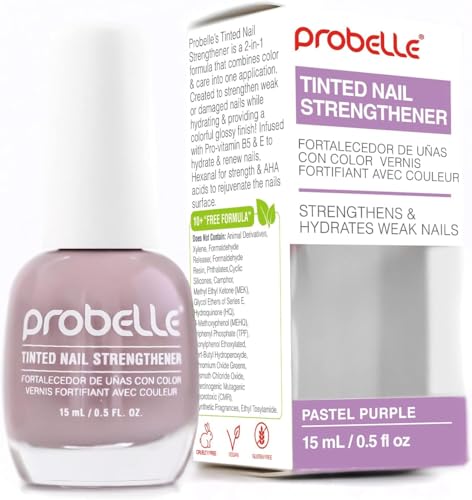 Probelle Tinted Nail Strengthener Colored Nail Strengthening Treatment Nail Growth and Repair Stops Peeling Splits Chips Cracks and Strengthens Nails 05 Fl Oz Pack of 1 Pastel Purple - Image 1