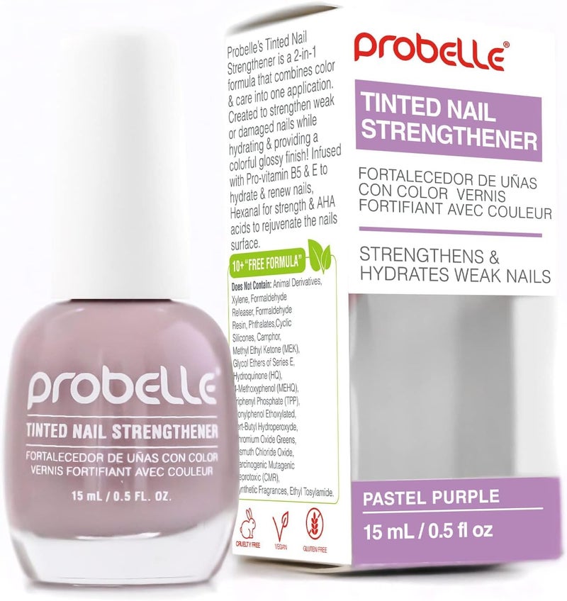 Probelle Tinted Nail Strengthener Colored Nail Strengthening Treatment Nail Growth and Repair Stops Peeling Splits Chips Cracks and Strengthens Nails 05 Fl Oz Pack of 1 Pastel Purple - Image 2