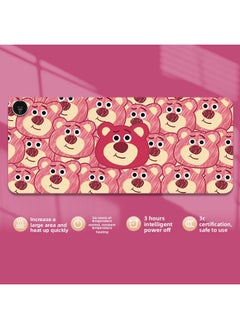 Strawberry Bear Heating Mouse Pad Super Large Heating Warm Table Mat Office Mat Desktop Computer Keyboard Electric Heating Plate Warm-Color:Size: 36*60cm [six-speed Temperature Control Digital Display Timing Model]-Pattern:Screen Full Of Strawberry Bear