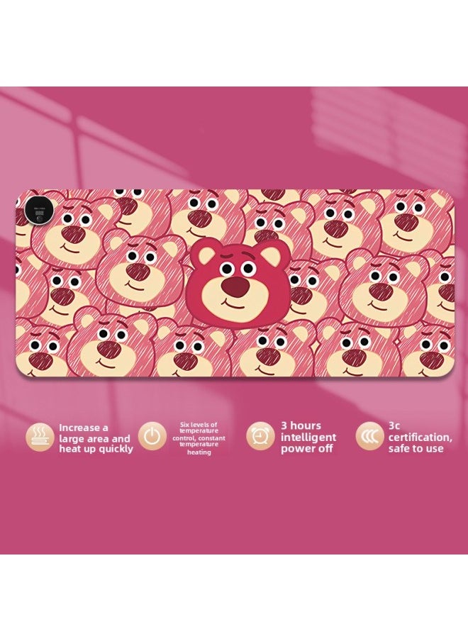 Generic - Strawberry Bear Heating Mouse Pad Super Large Heating Warm Table Mat Office Mat Desktop Computer Keyboard Electric Heating Plate Warm-Color:Size: 36*60cm [six-speed Temperature Control Digital Display Timing Model]-Pattern:Screen Full Of Strawberry Bear - Image 1