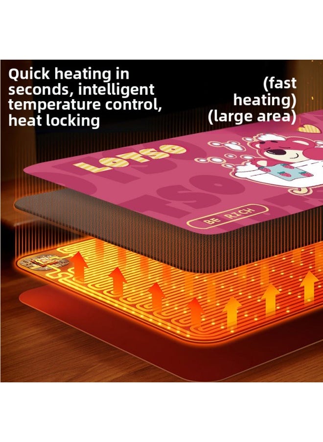 Generic - Strawberry Bear Heating Mouse Pad Super Large Heating Warm Table Mat Office Mat Desktop Computer Keyboard Electric Heating Plate Warm-Color:Size: 36*60cm [six-speed Temperature Control Digital Display Timing Model]-Pattern:Screen Full Of Strawberry Bear - Image 1