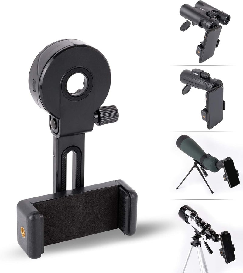 LUXUN Universal Cell Phone Photography Adapter- Smart Phone Adapter Mount-Quick Smartphone Adapter Holder Clip Bracket for Binoculars Telescope Monocular Spotting Scope Microscope Accessories - Image 1