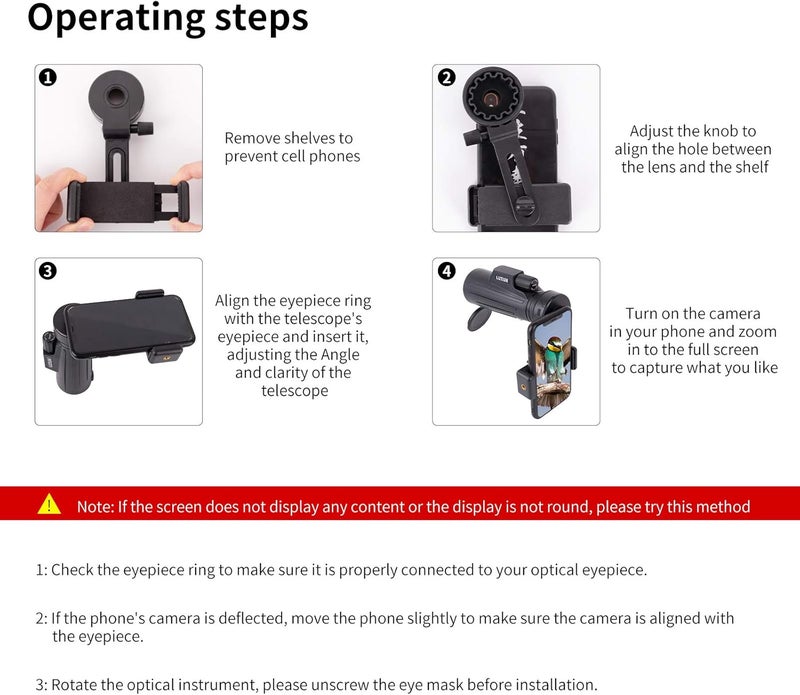LUXUN Universal Cell Phone Photography Adapter- Smart Phone Adapter Mount-Quick Smartphone Adapter Holder Clip Bracket for Binoculars Telescope Monocular Spotting Scope Microscope Accessories - Image 3