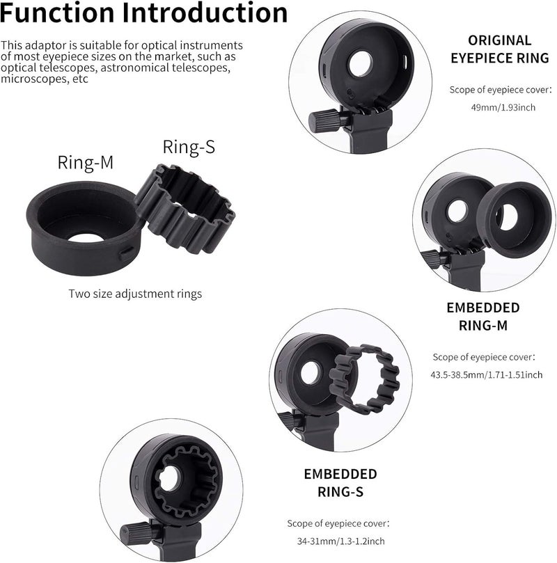 LUXUN Universal Cell Phone Photography Adapter- Smart Phone Adapter Mount-Quick Smartphone Adapter Holder Clip Bracket for Binoculars Telescope Monocular Spotting Scope Microscope Accessories - Image 2