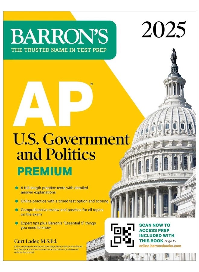 AP U.S. Government and Politics Premium, 2025: Prep Book with 6 Practice Tests + Comprehensive Review + Online Practice  - Image 1