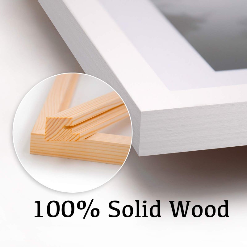 Egofine Egofine 8x8 Picture Frames 4 PCS - Made of Solid Wood Covered by Plexiglass for Table Top Display and Wall Mounting Photo Frame for Pictures 4x4/6x6 with Mat White  - Image 2