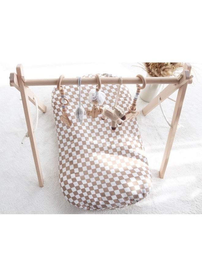 LifeTree LifeTree Muslin Baby Lounger Cover Neutral, Newborn Slipcover Lounger Cover for Boys Girls Infant, Soft 70% Viscose from Bamboo and 30% Cotton, Cover Only, Checkered Pattern  - Image 2