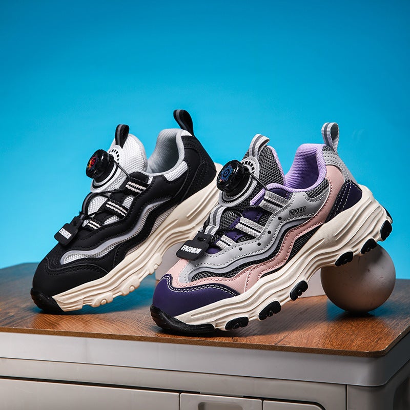 Boys And Girls Sneaker New High Value Rotating Buckle Casual Dad Shoes Primary And Secondary School Running Shoes - Image 2