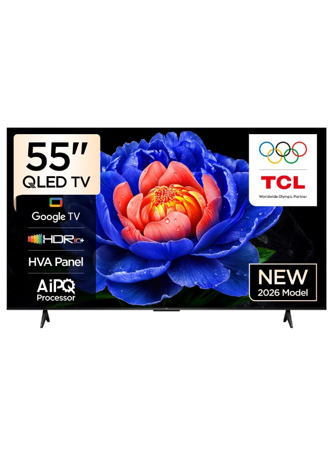 Television 55 Inch 4K QLED Google Smart TV, Onkyo 2.1 Hi-Fi System, HVA Panel, Dolby Vision • Atmos, 93% DCI-P3, AiPQ, Slim & Uni-body Design (2026 Model) 55T6D Black