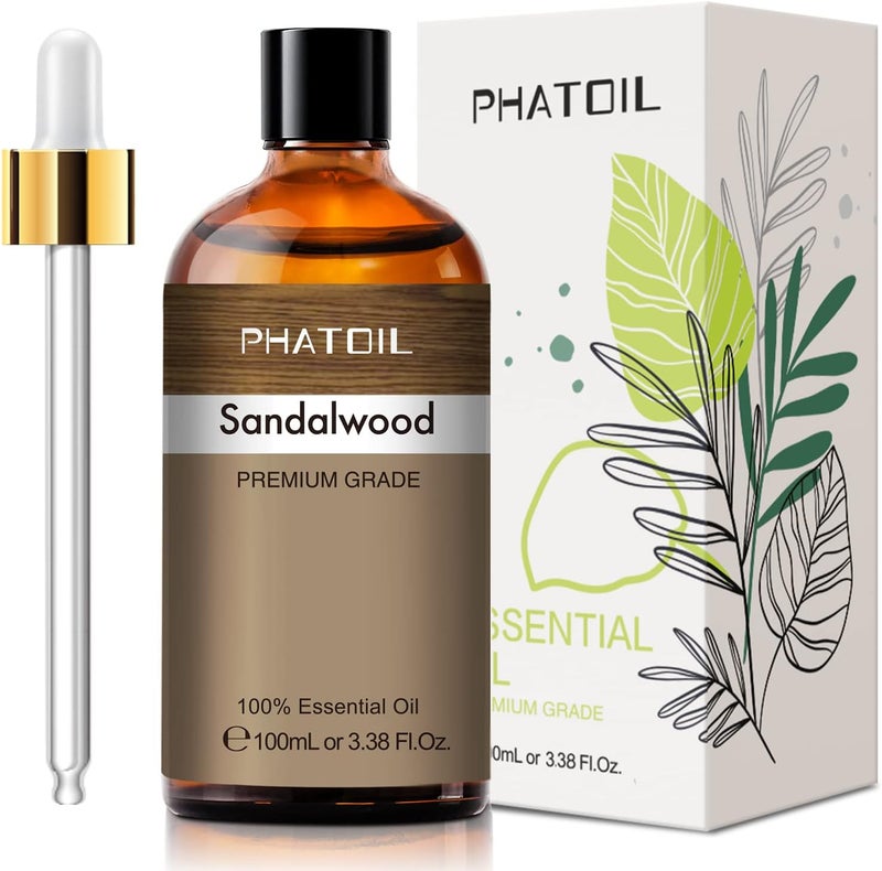 PHATOIL Sandalwood Essential Oil 100ML, Pure Premium Grade Sandalwood Essential Oils for Diffuser, Humidifier, Aromatherapy, Candle Making - Image 1